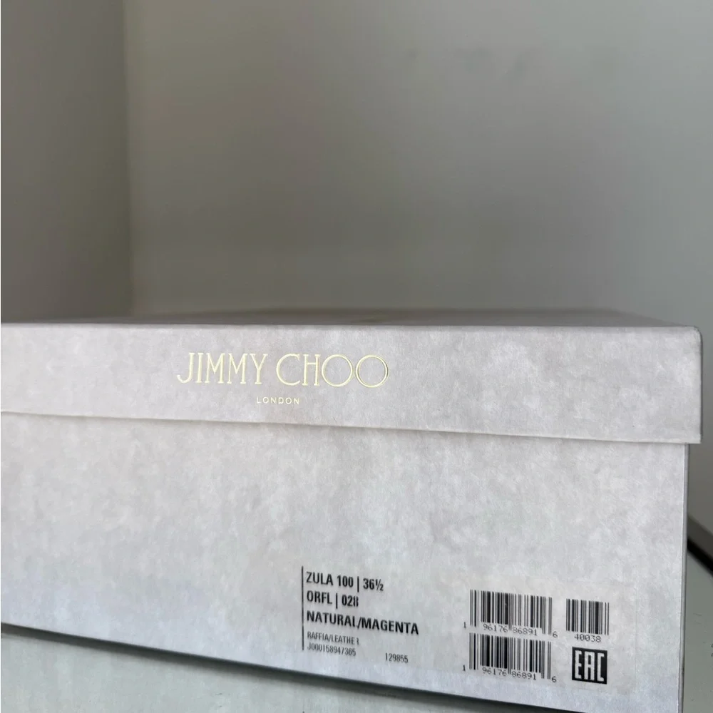 Like new JIMMY CHOO Zula 100 leather-trimmed raffia sandals 36.5 $925